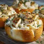 chicken Alfredo garlic bread bowls - featured image