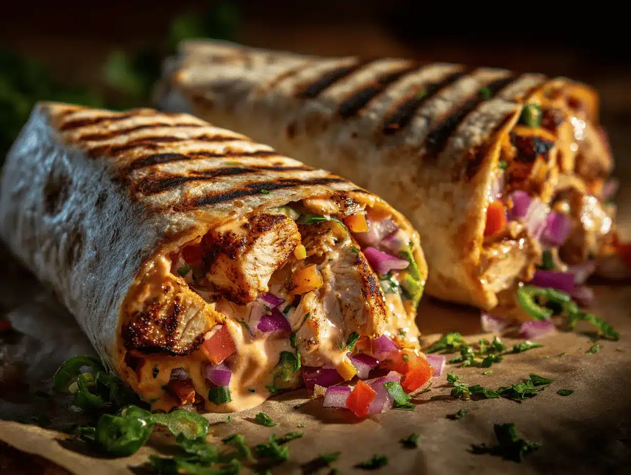 chipotle ranch grilled chicken burrito preparation steps