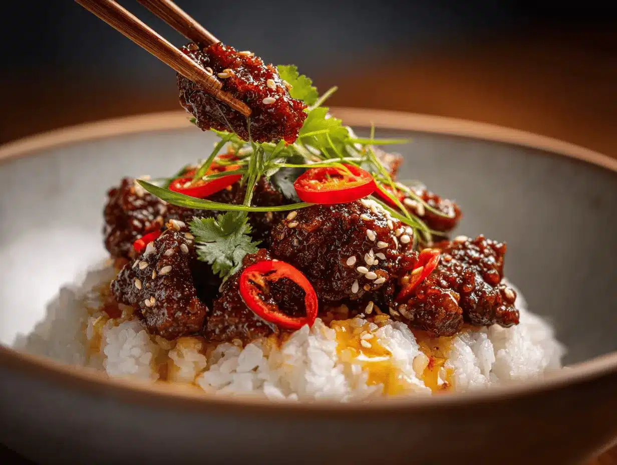 crispy chilli beef rice preparation steps