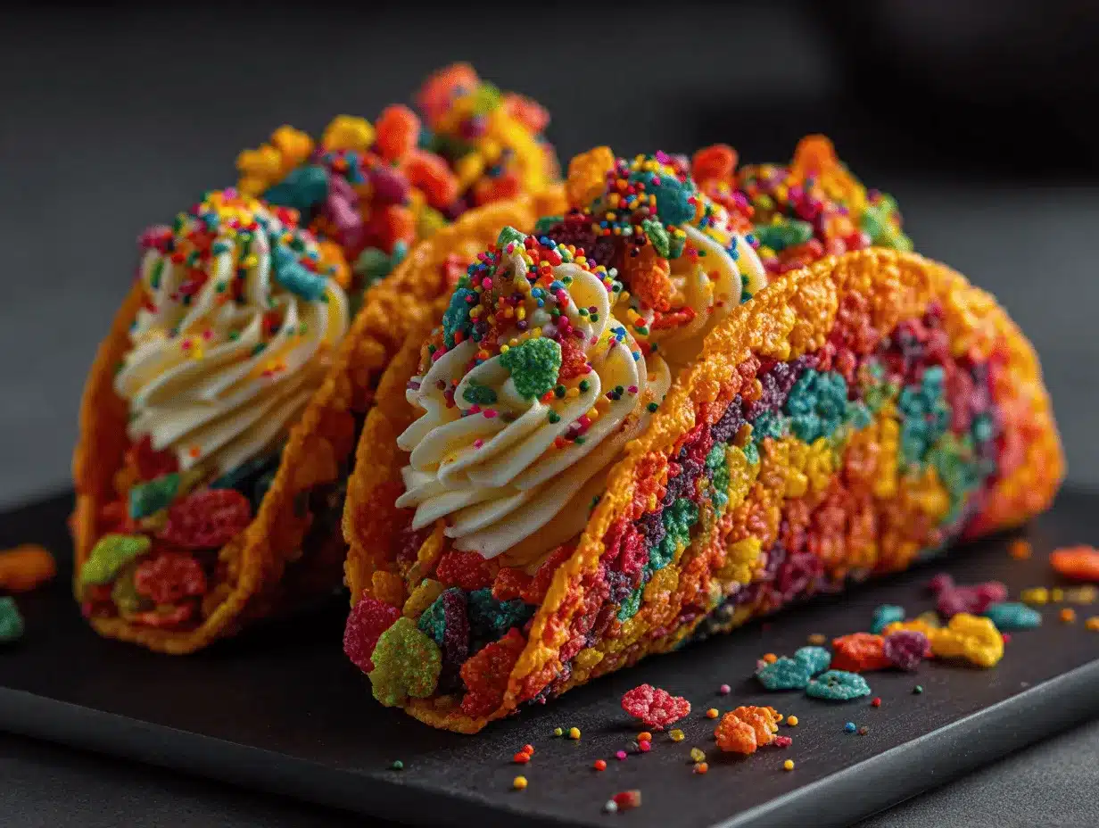 Fruity Pebbles Cheesecake Tacos preparation steps