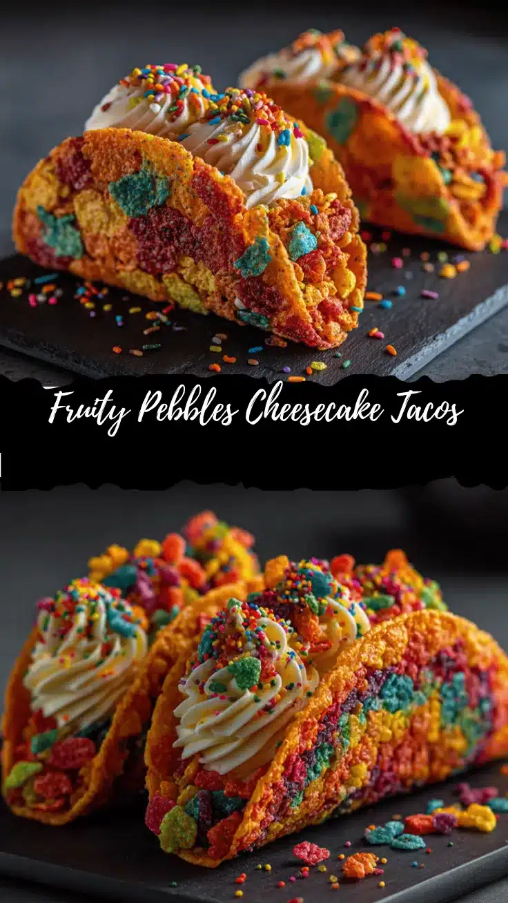 Fruity Pebbles Cheesecake Tacos recipe