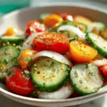 marinated cucumbers onions and tomatoes - featured image