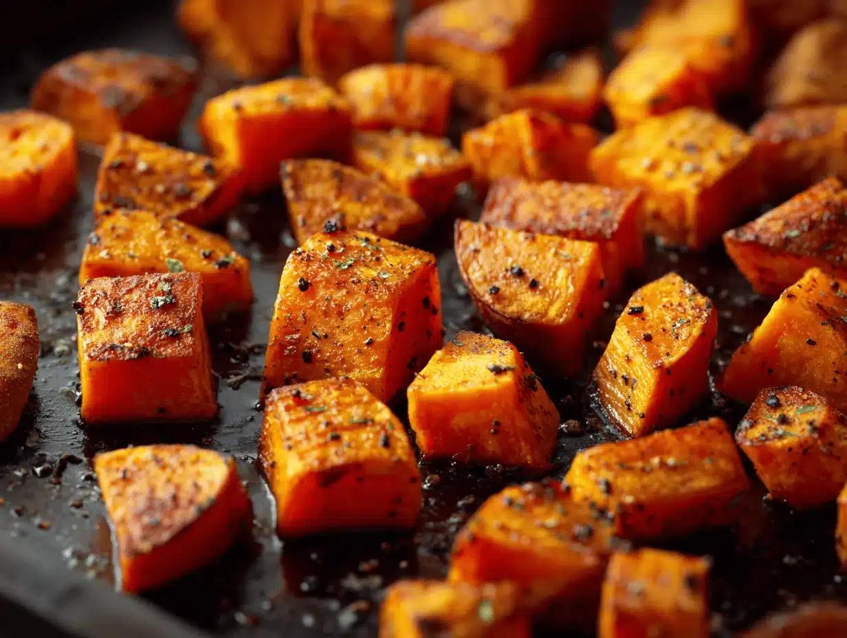 savory roasted sweet potatoes - featured image