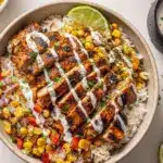 street corn chicken rice bowl - featured image